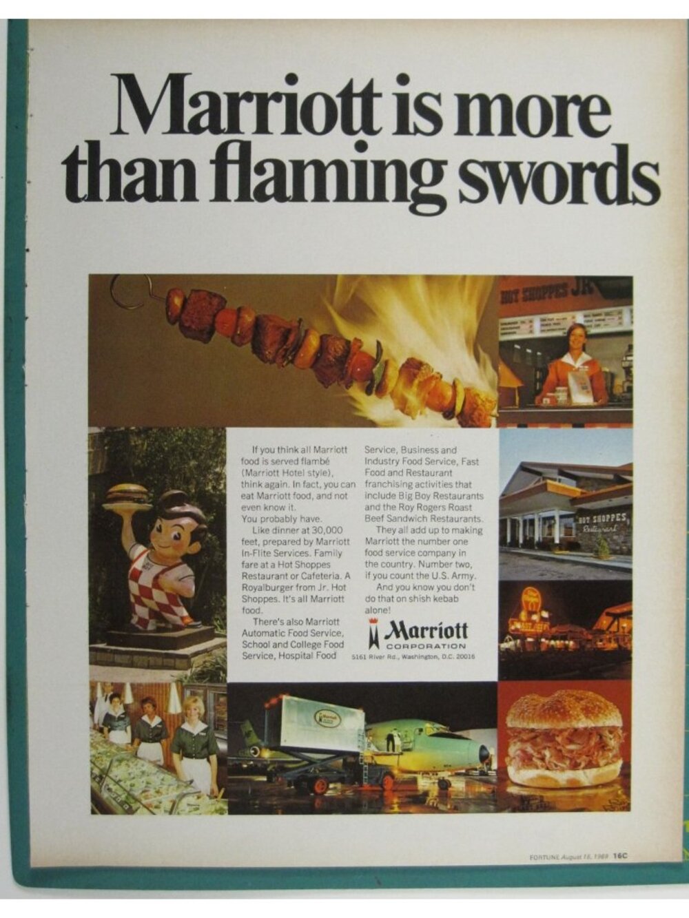 Print Ad Marriott Is More Than Flaming Swords Vintage 1969 Hotel Travel Big Boy